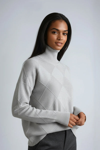 Turtleneck Sweater with Diamond Pattern | LouLou Couture