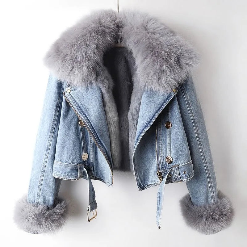 Denim Jacket with Fur Lining | LouLou Couture