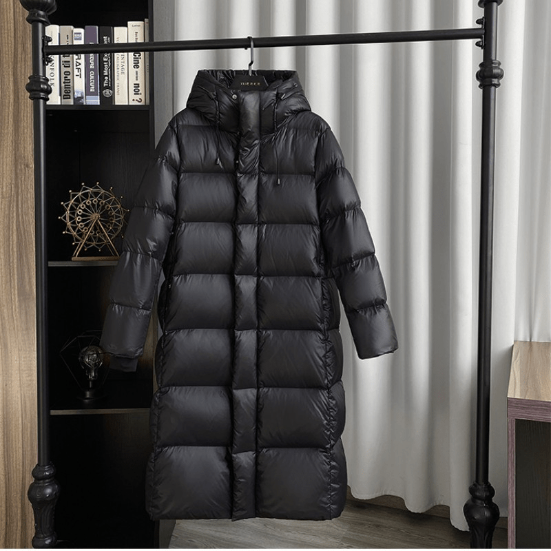 Long Quilted Winter Jacket With Hood and Zip | LouLou Couture