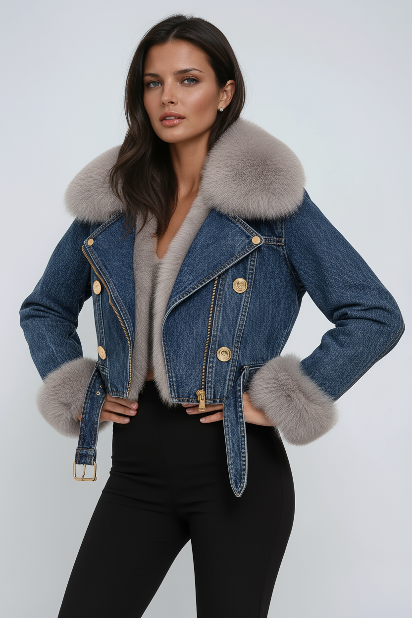 Denim Jacket with Fur Lining | LouLou Couture
