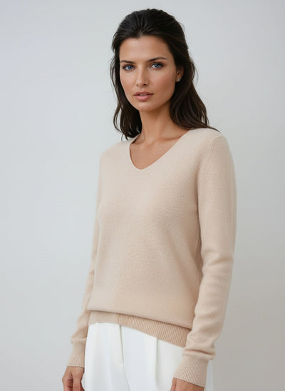 Sweater with V-Neck and Long Sleeves | LouLou Couture