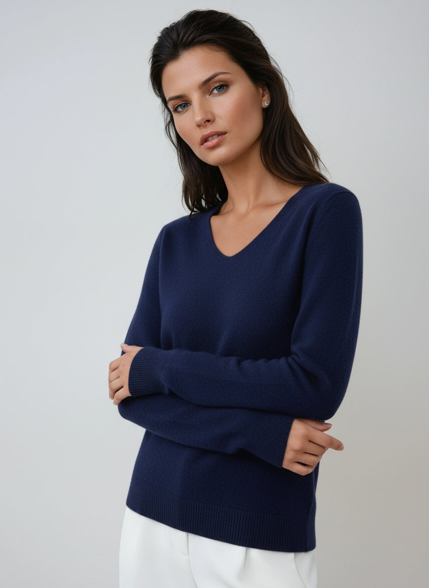 Sweater with V-Neck and Long Sleeves | LouLou Couture