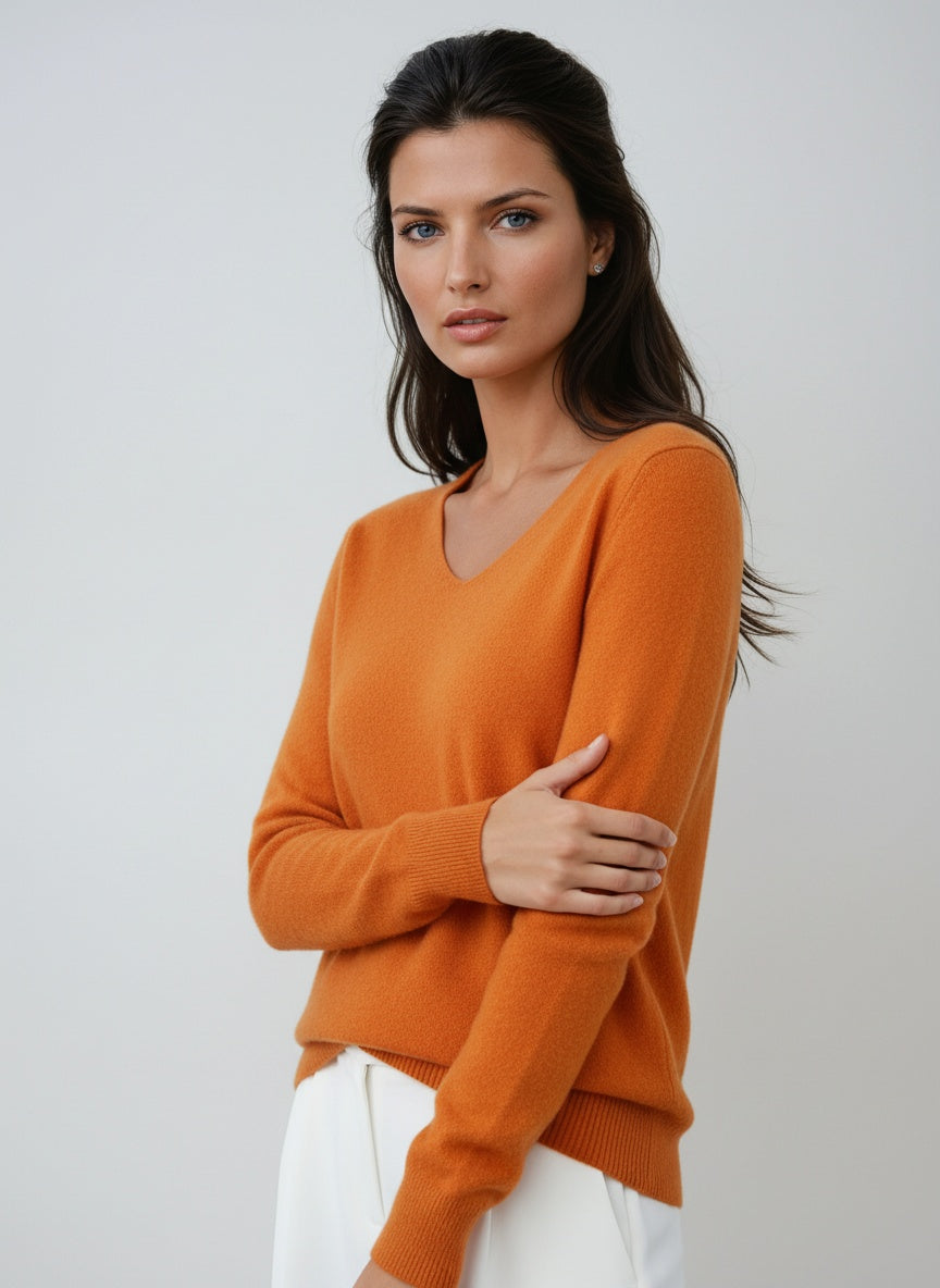 Sweater with V-Neck and Long Sleeves | LouLou Couture