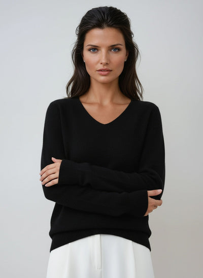 Sweater with V-Neck and Long Sleeves | LouLou Couture