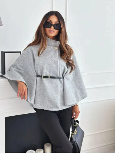 Stylish High Neck Cape Jacket | LouLou Couture