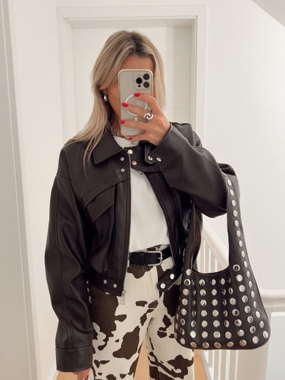 Brown Leather Bomber | LouLou Couture