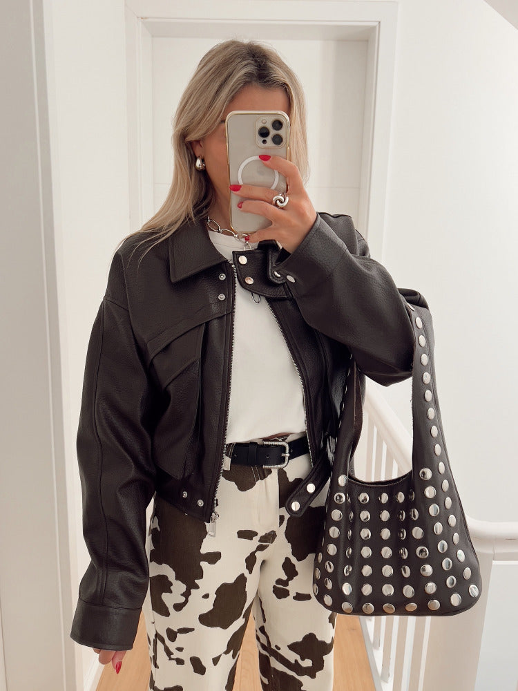 Brown Leather Bomber | LouLou Couture