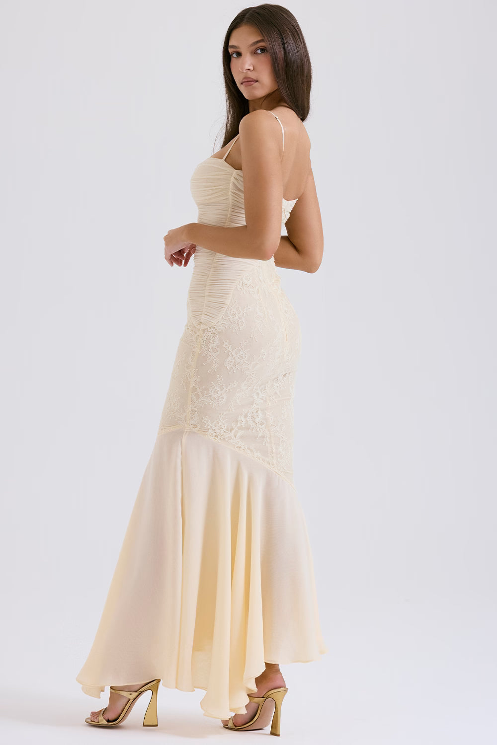 Hana | Fluid Sculpted Bodice Ethereal Vanilla Maxi Dress