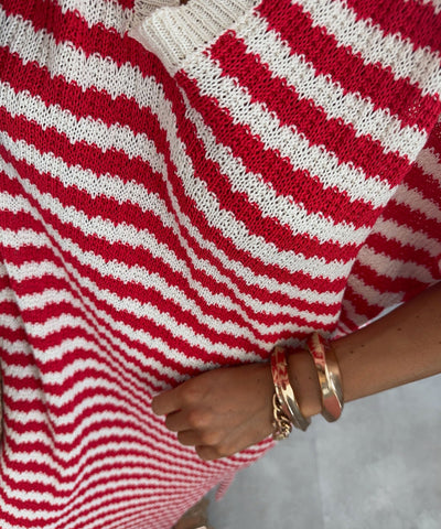 Striped Red Midi Dress | LouLou Couture