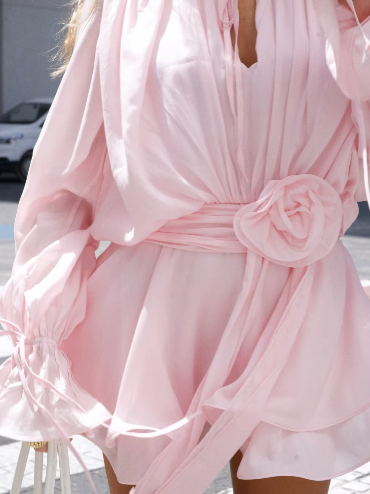 Rosette Belt Mini Dress | LouLou Couture