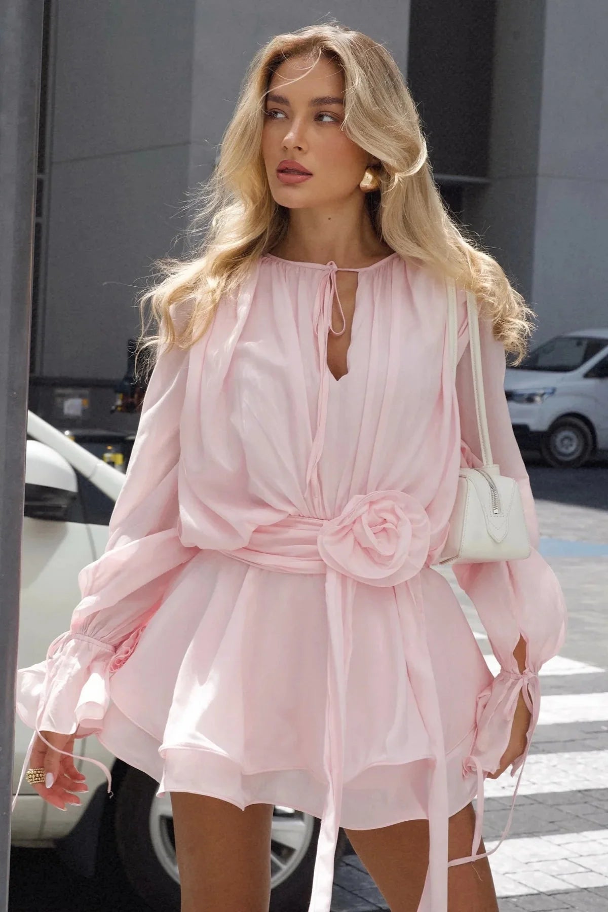 Rosette Belt Mini Dress | LouLou Couture