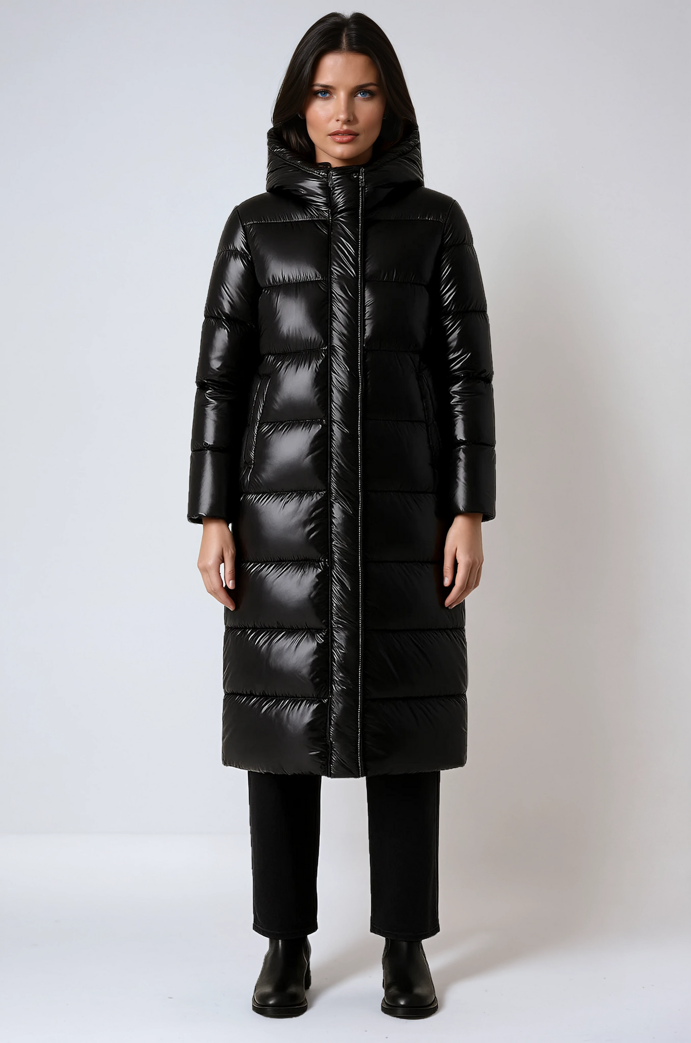 Long Quilted Winter Jacket With Hood and Zip | LouLou Couture