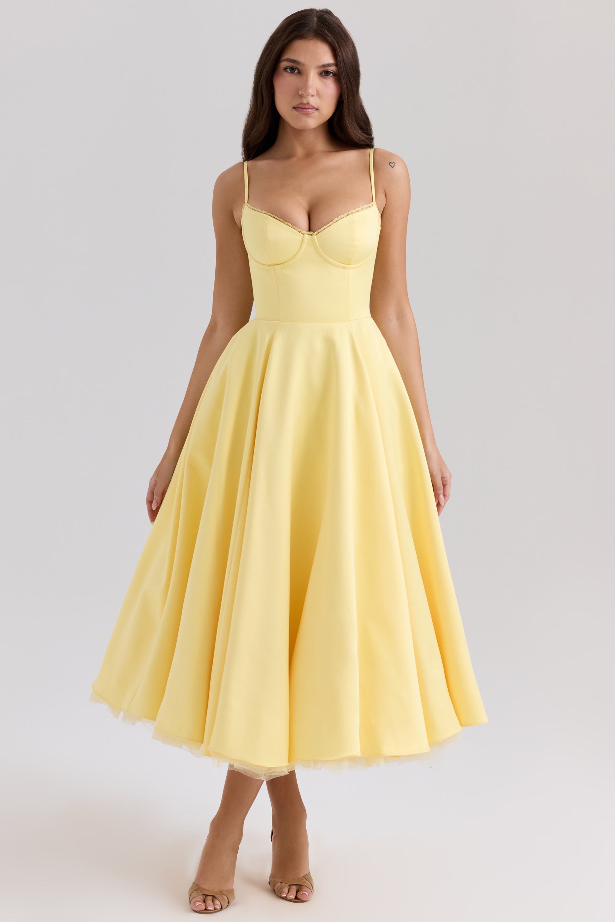 V-Neck Sculpted Midi Dress Soft Gathered Bodice Summer Gown V-Neck Sculpted Midi Dress Soft Gathered Bodice Summer Gown