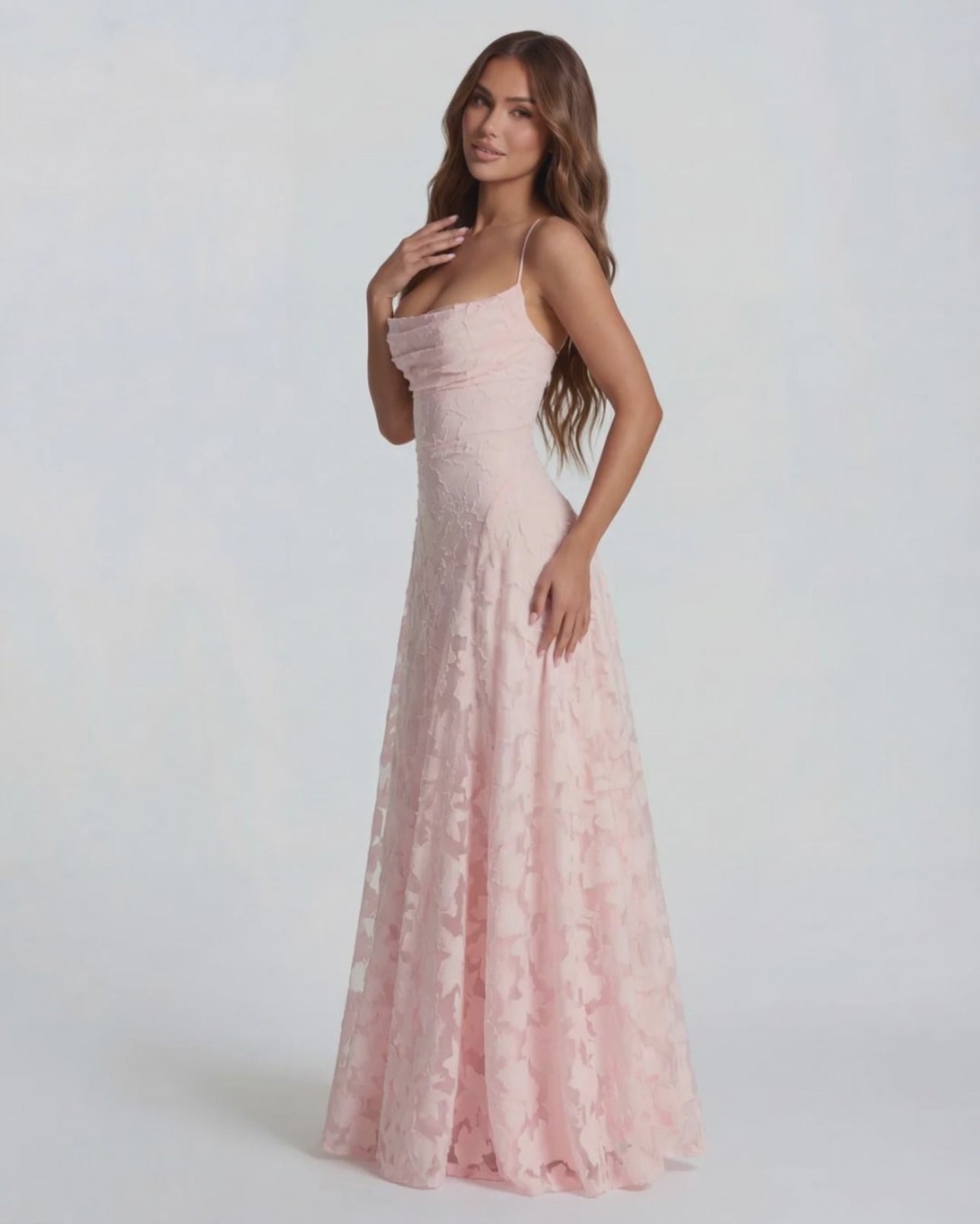 significant other sofiya strapless lace draped satin maxi dress Sofiya Maxi Dress